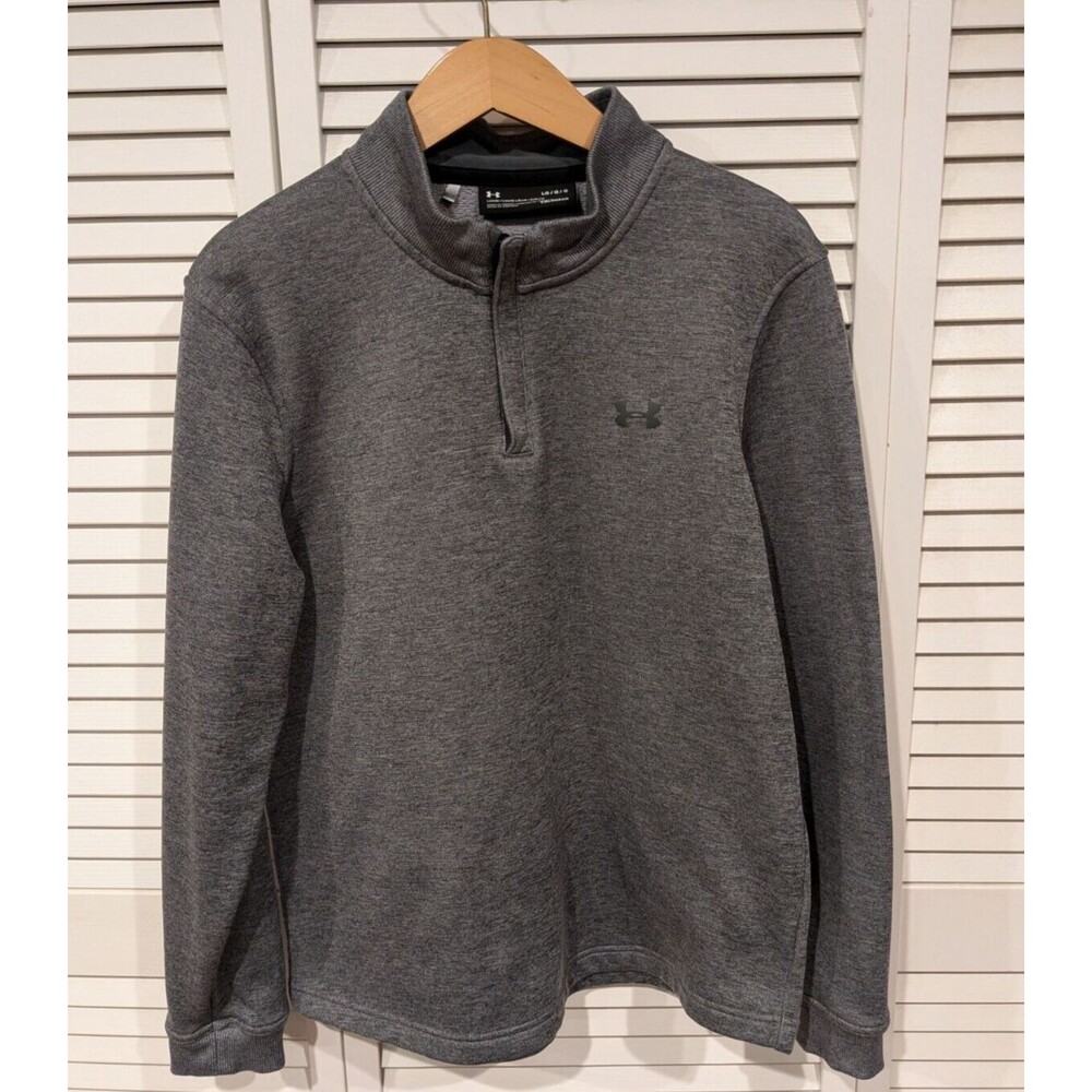 Under Armour 1/4‎ Zip Pullover Mens L Gray ColdGear Golf Pickleball Sweater